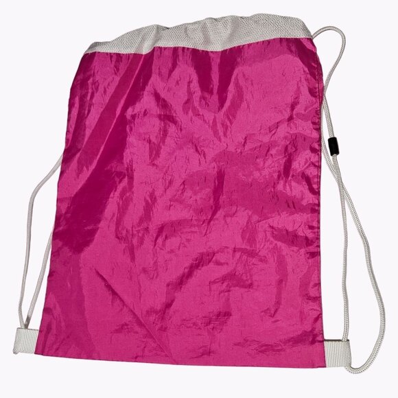 Build A Bear Backpack Drawstring Cinch Bag Pink White Logo 17x13 Nylon BAB - Picture 2 of 5